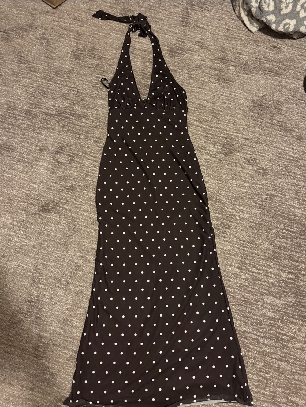 Windsor Black Halter Maxi Dress with White Polka Dots